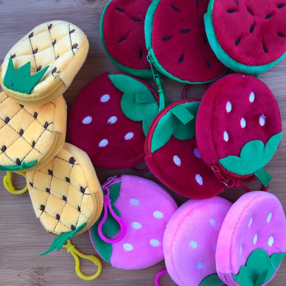 Clearance - 12 Coin purses (Watermelon, Pineapple, Pink & Red Strawberry)